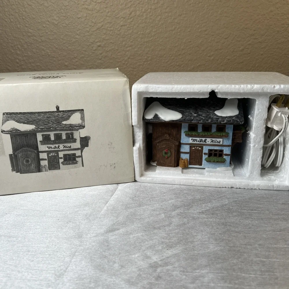Vintage 1986 Dept 56 Alpine Village Milch-Kase Lighted Building Box & Cord